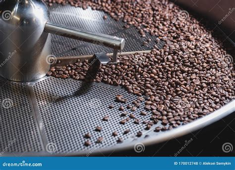 Roasting Process Of Coffee Coffee Beans Moved By The Rotating Shovel