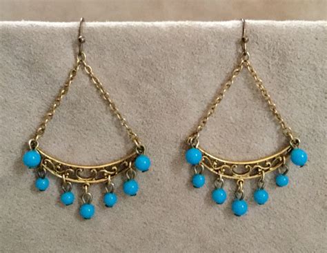Turquoise Fringe Southwest Earrings Chandelier Earrings Etsy