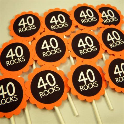 40th Birthday Cupcake Toppers 40 Rocks Set Of 12 Etsy Birthday