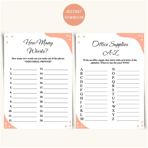 10 Printable Office Party Games Work Party Games Team Building Games