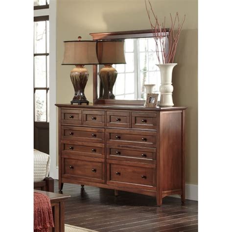 A America Westlake 10 Drawer Master Dresser In Cherry Brown Finish