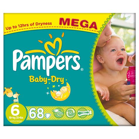 Bargain Pampers Baby Dry Size 6 Extra Large Mega Box 68 Nappies Now