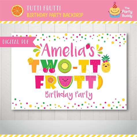 Twotti Frutti Backdrop Pdf Digital Printable Tutti Frutti Etsy