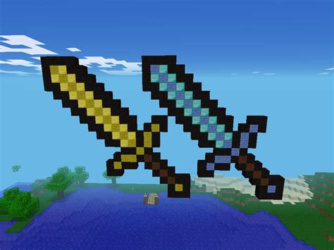Minecraft Pe Diamond Sword And Gold Butter Sword Minecraft Project