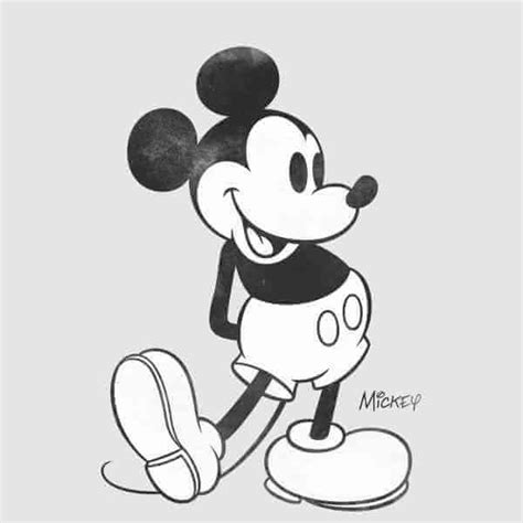 Disney Mickey Mouse Classic Kick Bandw T Shirt Grey L Grey Mickey