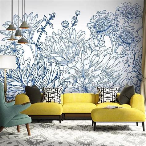 Custom Wallpaper Mural Hand Painted Floral Wallcovering