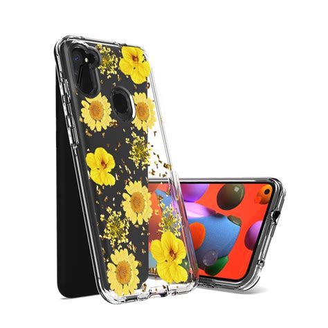 Pressed Dried Flower Design Phone Case For Samsung Galaxy A11 In Yellow
