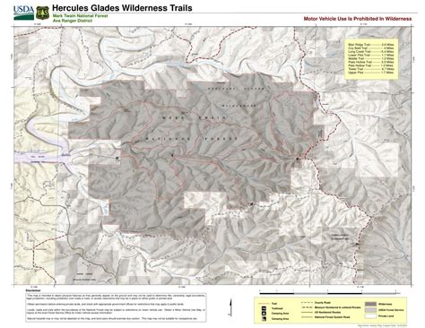 Mark Twain National Forest Hercules Glades Wilderness Trails Map By
