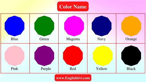 List Of Colourscolors Name In English With Pictures Englishtivi