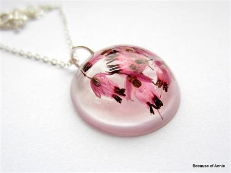 Real Pink Heather Flowers In Circular Resin Pendant Real Etsy Flower Resin Jewelry Resin