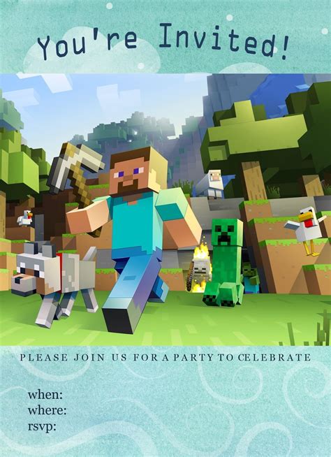 Printable Minecraft Birthday Invitations Printable World Holiday