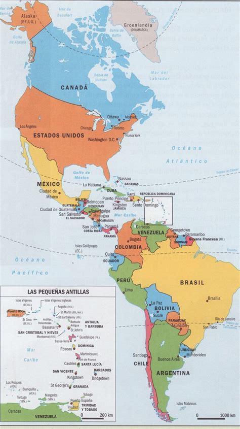 Mapa Politico De América ★ Continent América And Caribean★ Pinterest