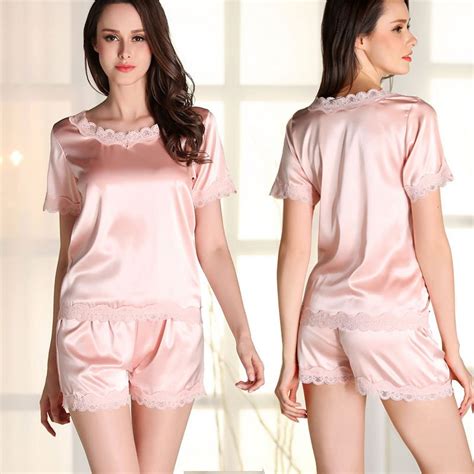 Summer Pyjamas Women Fashion Elegant Ladies Silk Satin Pajamas Plus