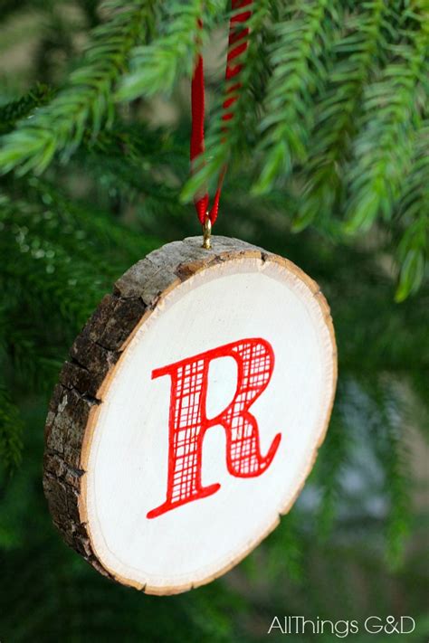 Monogrammed Wood Slice Ornament All Things G D