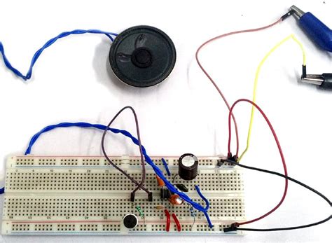 This circuit may used for any kind of audio signal (microphone, radio, mp3 player, etc). Simple Microphone to Speaker Amplifier Circuit Diagram