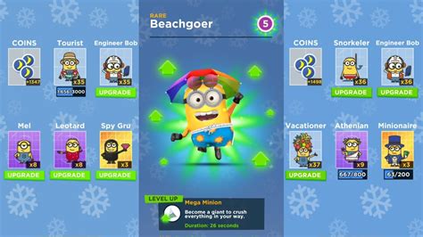 Minion Rush Beachgoer Level Up Costume Many Cards Youtube