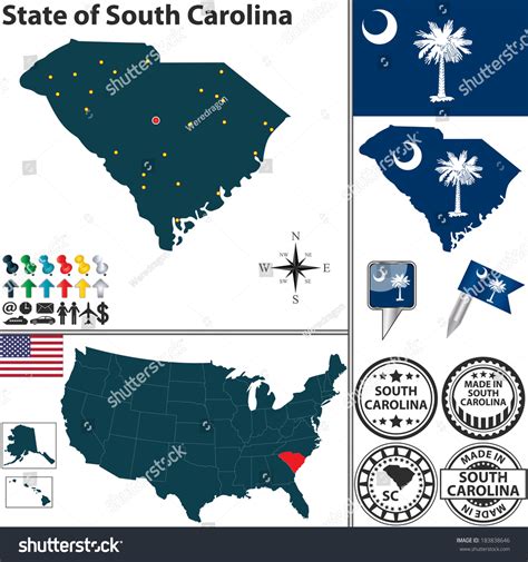 Vector Set South Carolina State Flag Stock Vector 183838646 Shutterstock