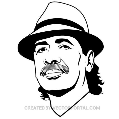 Carlos Santana Portrait Royalty Free Stock Svg Vector