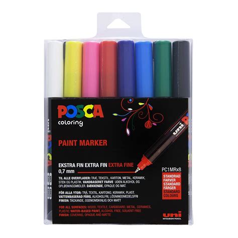 Uni Posca Markers Pc 1mr 8 Pack Standard Markers N Pens