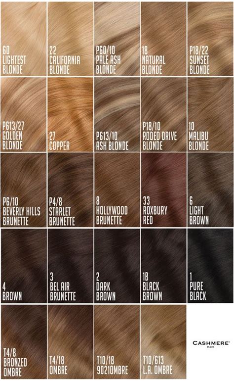 Cashmere Hair Extensions Color Chart Hair Lights Colored Hair