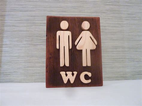 Bathroom Sign Wooden Wall Decor Restroom Sign Wood Sign