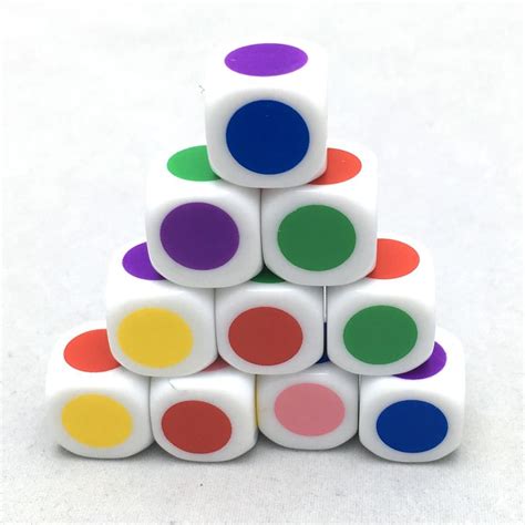 Set Of 10 16mm Blank With Different Color On Each Face Six Sided Dice
