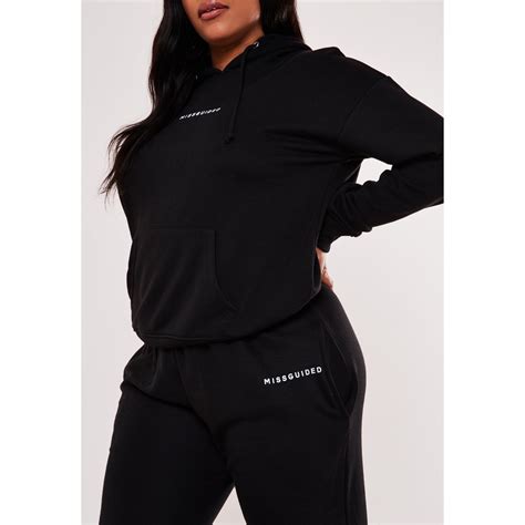 Missguided Plus Size Missguided Slogan Hoodie And Joggers Co Ord Set