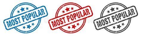 Most Popular Stamp Most Popular Round Isolated Sign Stock Vector