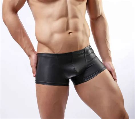 ⊹nouveau Design Hommes Sexy Boxeurs Gay Sous Vêtements Pantalon Nouveauté En Cuir Synthétique