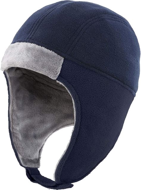 Connectyle Mens Fleece Thermal Skull Cap Beanie With Ear Flaps Winter Hats All Navy Amazon