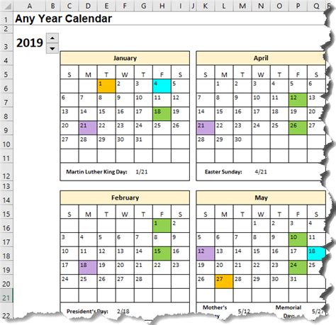 Excel Calendar Template Date Formulas Explained My Online Training Hub