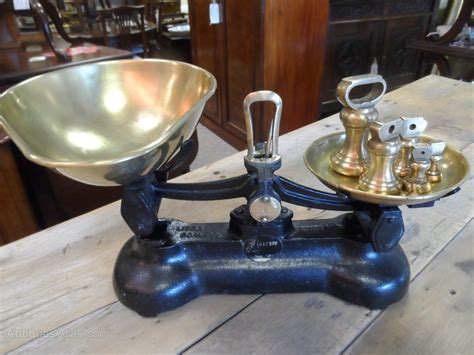 Antiques Atlas Set Of Victorian Brass Kitchen Scales And Weights