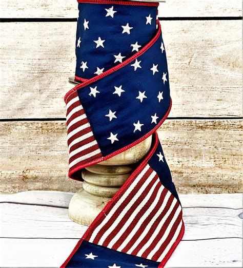 Patriotic Ribbon Stars And Stripes Ribbon Red White And Blue Etsy
