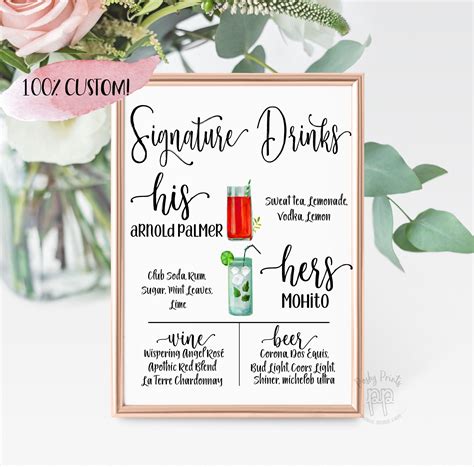 excited to share the latest addition to my etsy shop custom signature drink menu wedding… in