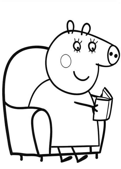 All peppa pig coloring sheets and pictures are absolutely free and can be linked our peppa pig coloring pages in this category are 100% free to print, and we'll never charge you for using, downloading, sending, or sharing them. Peppa Pig Mummy Reading a Book Coloring Page | Coloring Sky