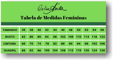 Tabela De Medidas Feminina Vlrengbr