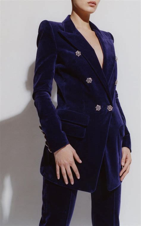 Camilla Navy Blue Velvet Blazer Pant Suit S Navy Blue In 2020