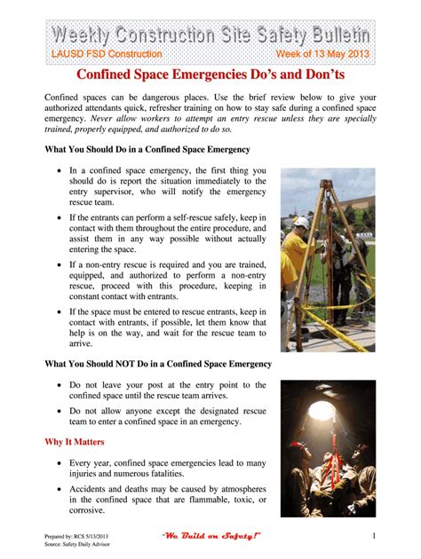 Fillable Online Laschools Confined Space Emergencies Dos And Donts Cont