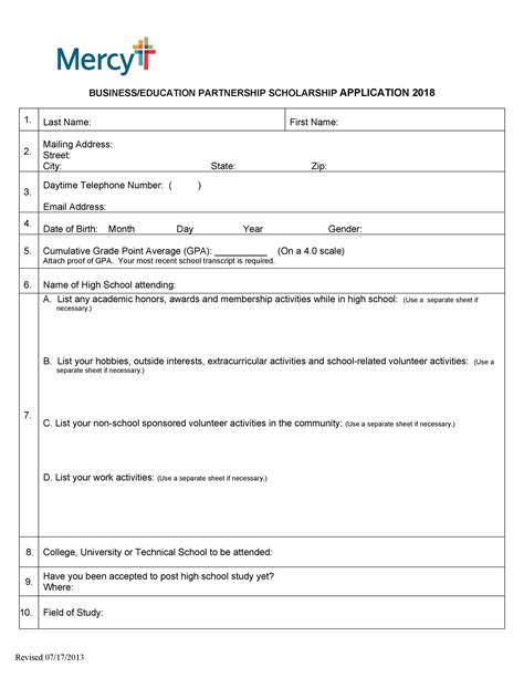 Need Based Scholarship Application Template Pdf Template