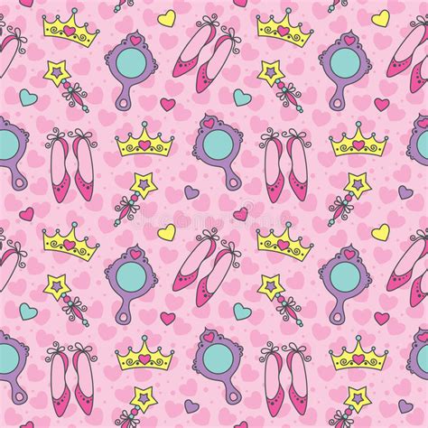 Fairy Tale Princess Seamless Pattern Sketchy Doodl Stock Vector