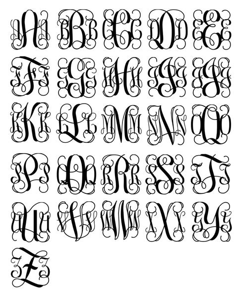 Script Alphabet Cursive Letters Monogram Alphabet Mon