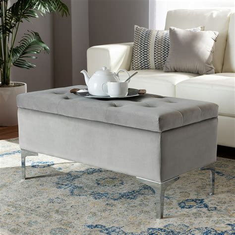 Baxton Studio Mabel Modern And Contemporary Transitional Grey Velvet
