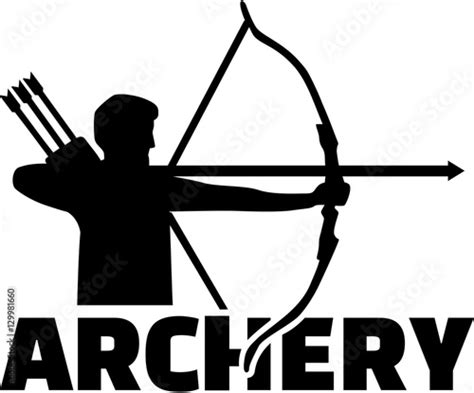 Archery Silhouette With Name Of Sport Stock Image And Royalty Free