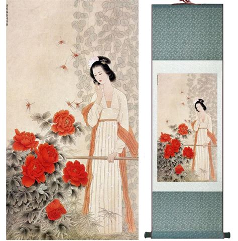 Traditional Chinese Pretty Girls Painting Home Office Decoration