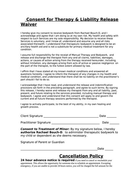 Massage Cancellation Policy Template