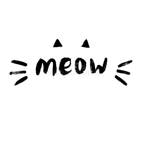 Cat Meow Vector Illustration Drawing With Writing Black
