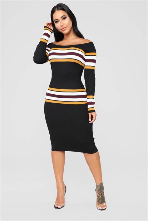 Adriana Stripe Sweater Dress Blackcombo Striped Sweater Dress Long