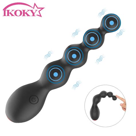 Ikoky Anal Beads Vibrator Prostate Massager 10 Speed Vibrating Butt Plug Clitoris Stimulator