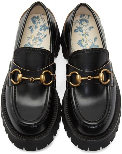 Leather Lug Sole Horsebit Loafers Black Cute Shoes Swag Shoes