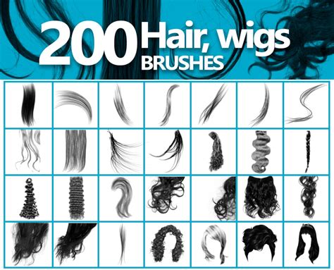 Hair Brushes Wigs Abr Photoshop Digital Hair Curls Brushes Etsy